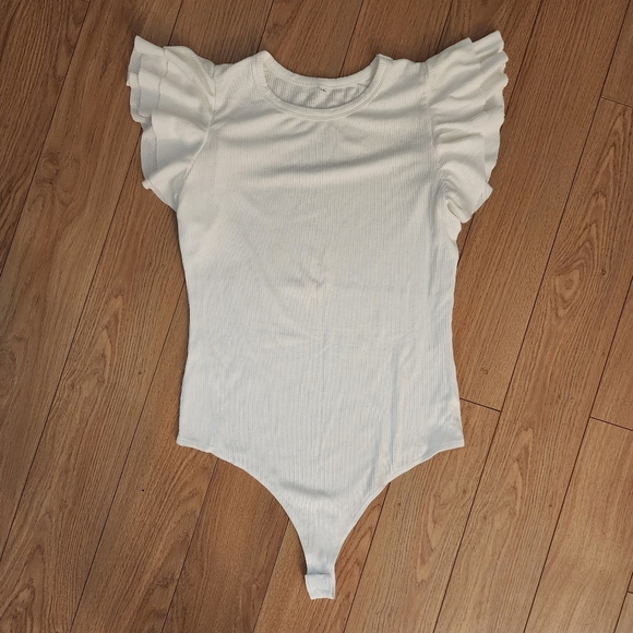 None Tops - Ruffle Sleeve Bodysuit-M